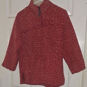 Youth Xl Cozy Red Sherpa Pullover Hoodie